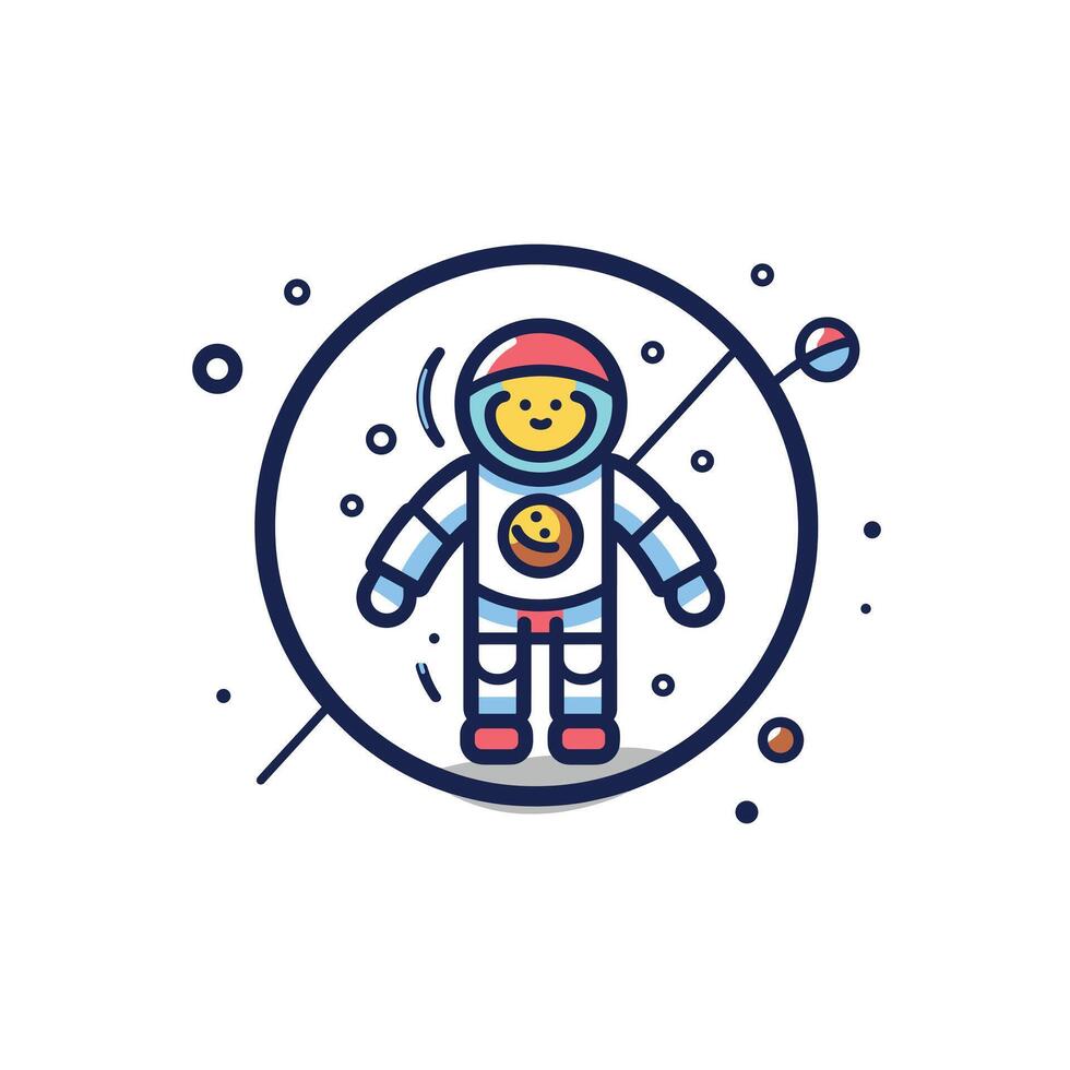 Astronaut floats in space with cheerful expression vector