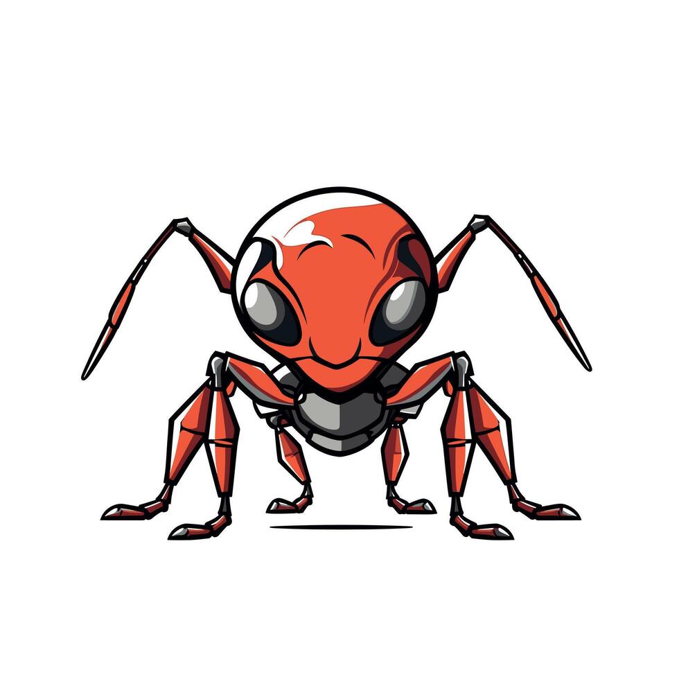 Cartoon-style bright red ant character vector