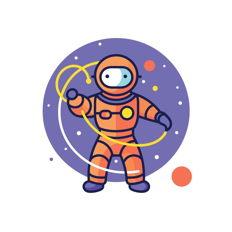 Colorful astronaut dancing in space with stars vector