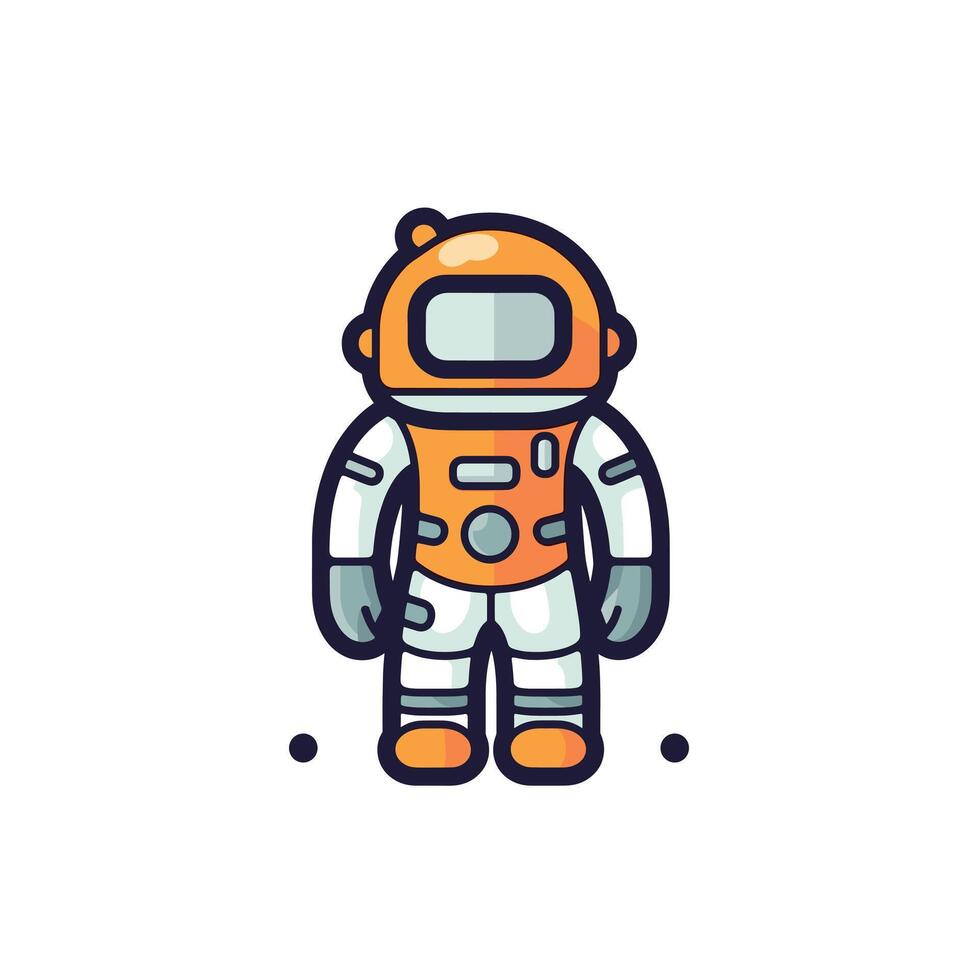 Cartoon astronaut in orange and white spacesuit vector
