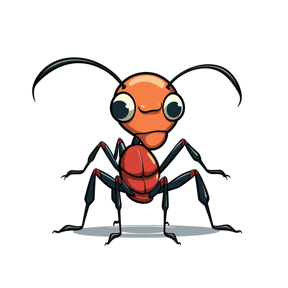 Vibrant cartoon ant with big eyes vector