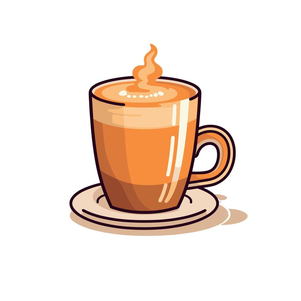 Warm cup of coffee with milk on a beige saucer vector