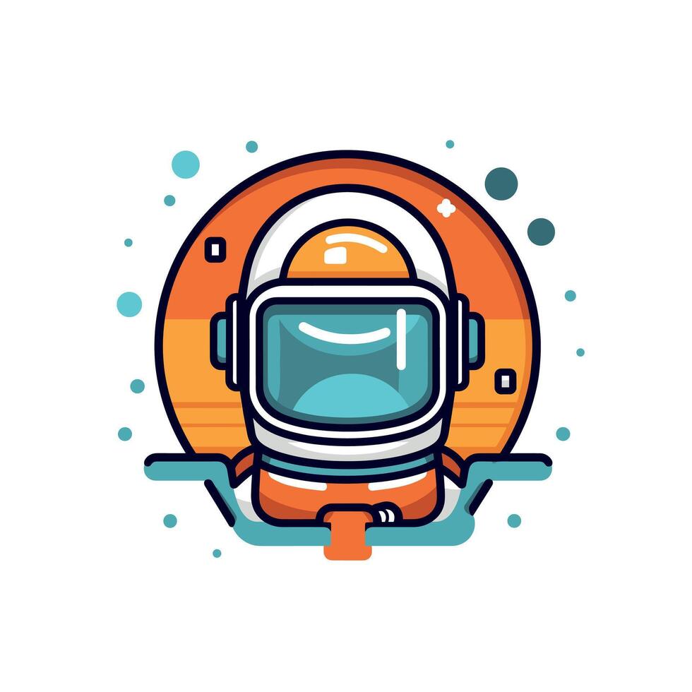 Colorful astronaut helmet on circle vector