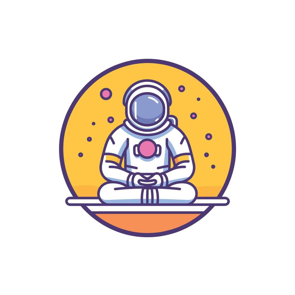 Space astronaut meditating with colors vector