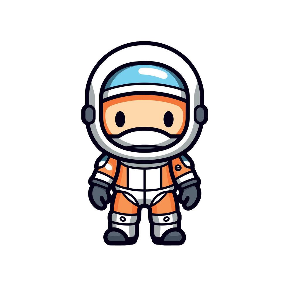Cartoon astronaut stands ready for space adventure vector