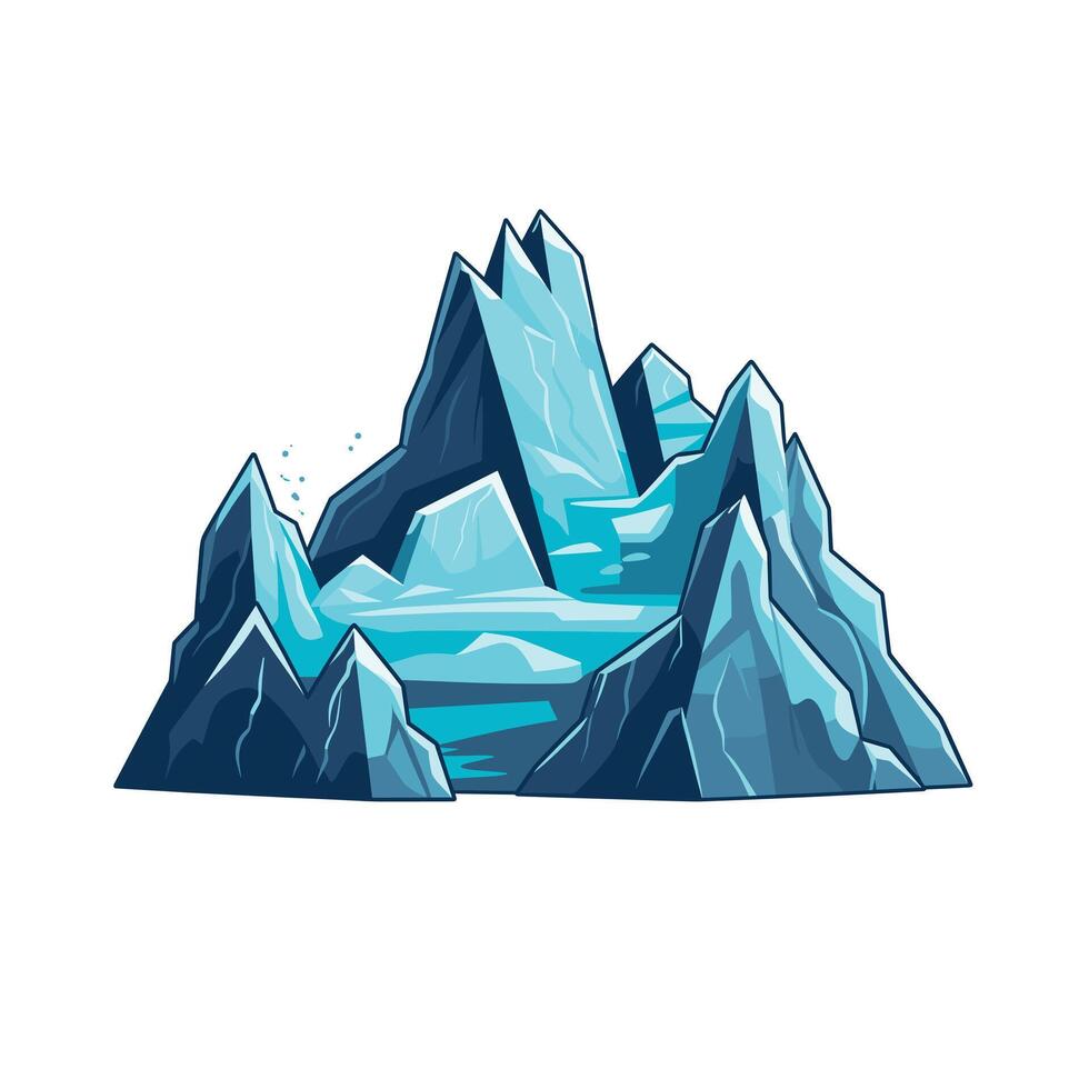 Blue ice mountains on white backdrop vector