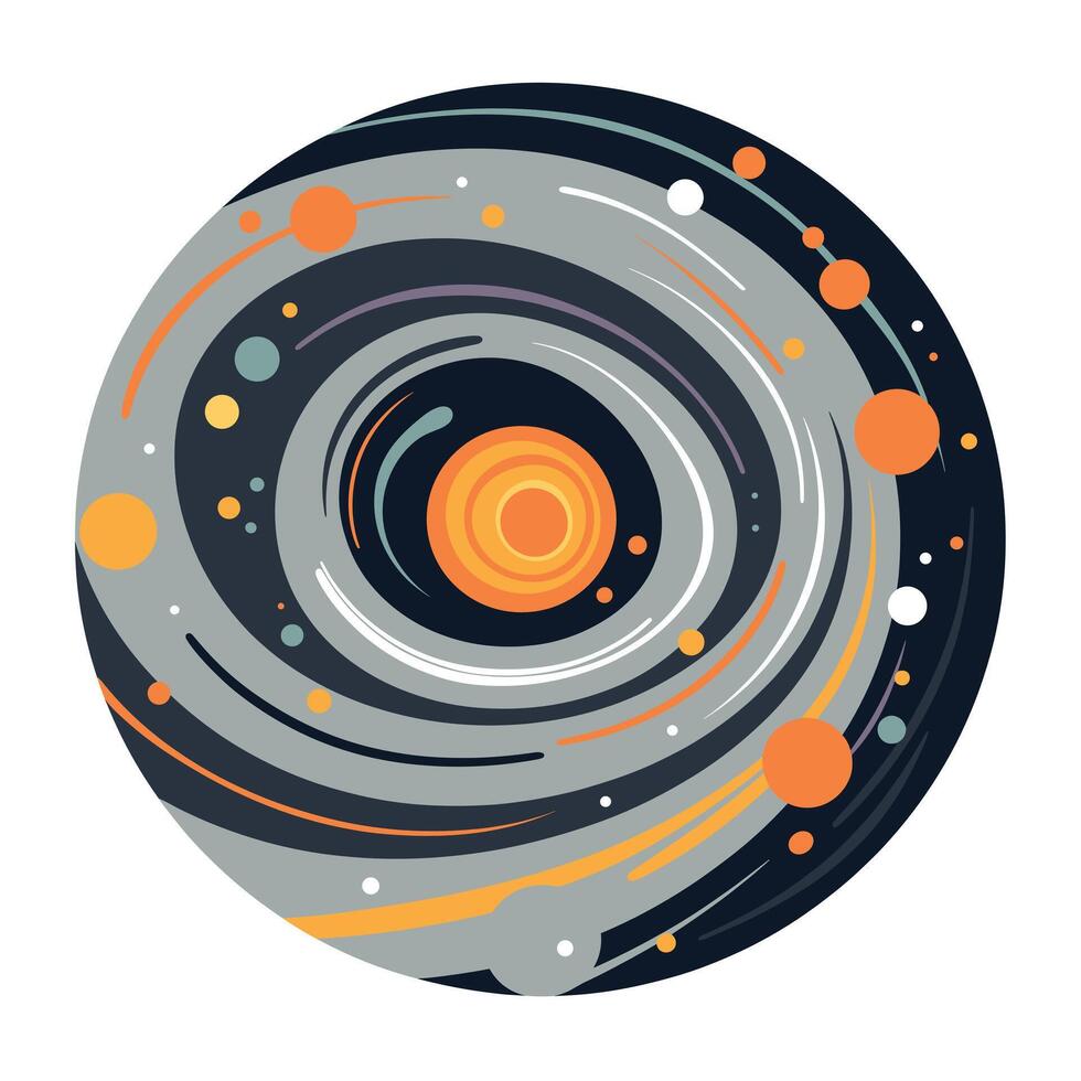 Colorful galaxy spiral with celestial elements vector