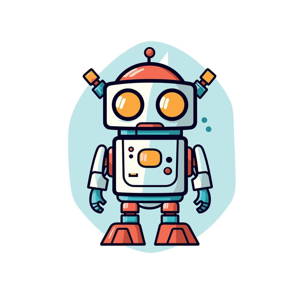 Fun colorful robot character with bright features vector