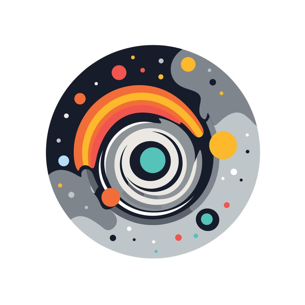 Vibrant abstract design of cosmic elements vector