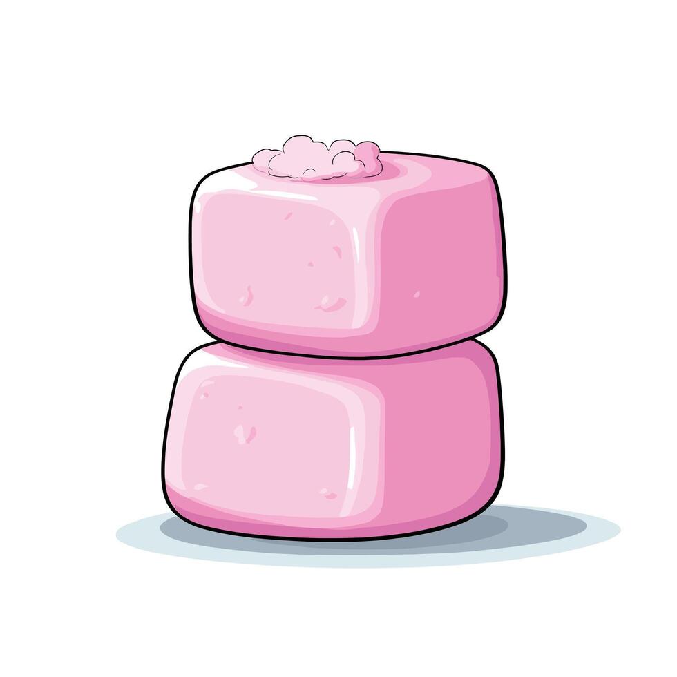 Stacked pink marshmallows for dessert vector