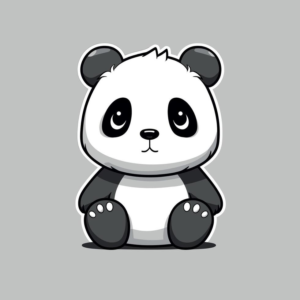 Cute cartoon panda character sitting calmly vector
