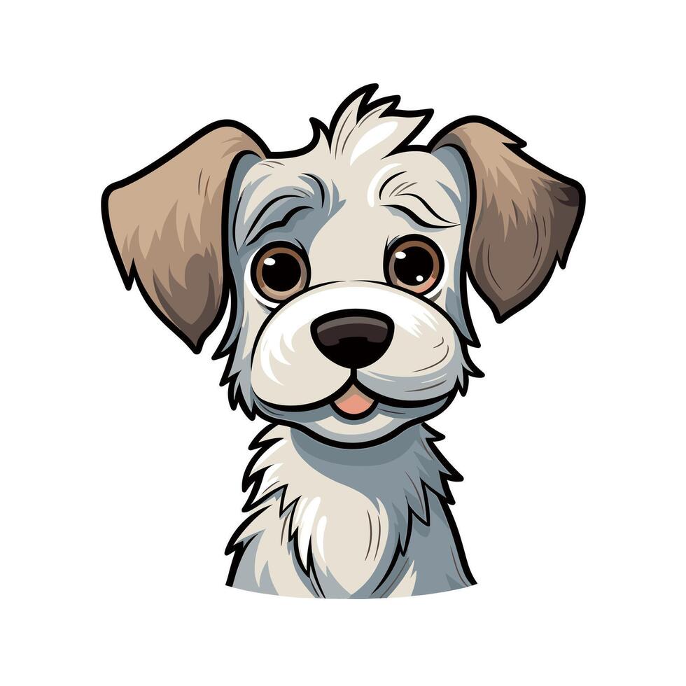 Cute cartoon dog with big eyes and fluffy fur vector
