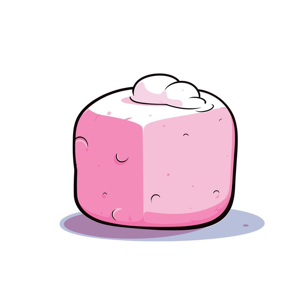 Cute pink marshmallow with fluffy topping on top vector