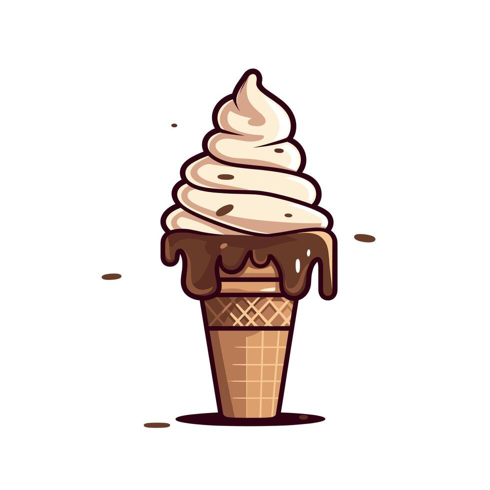 Delicious chocolate and vanilla soft serve treat vector