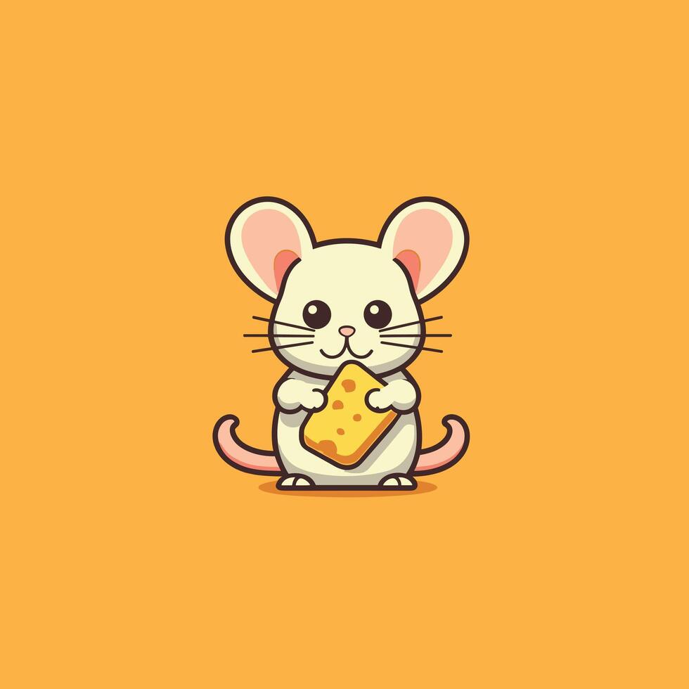 Mouse with cheese on bright backdrop vector