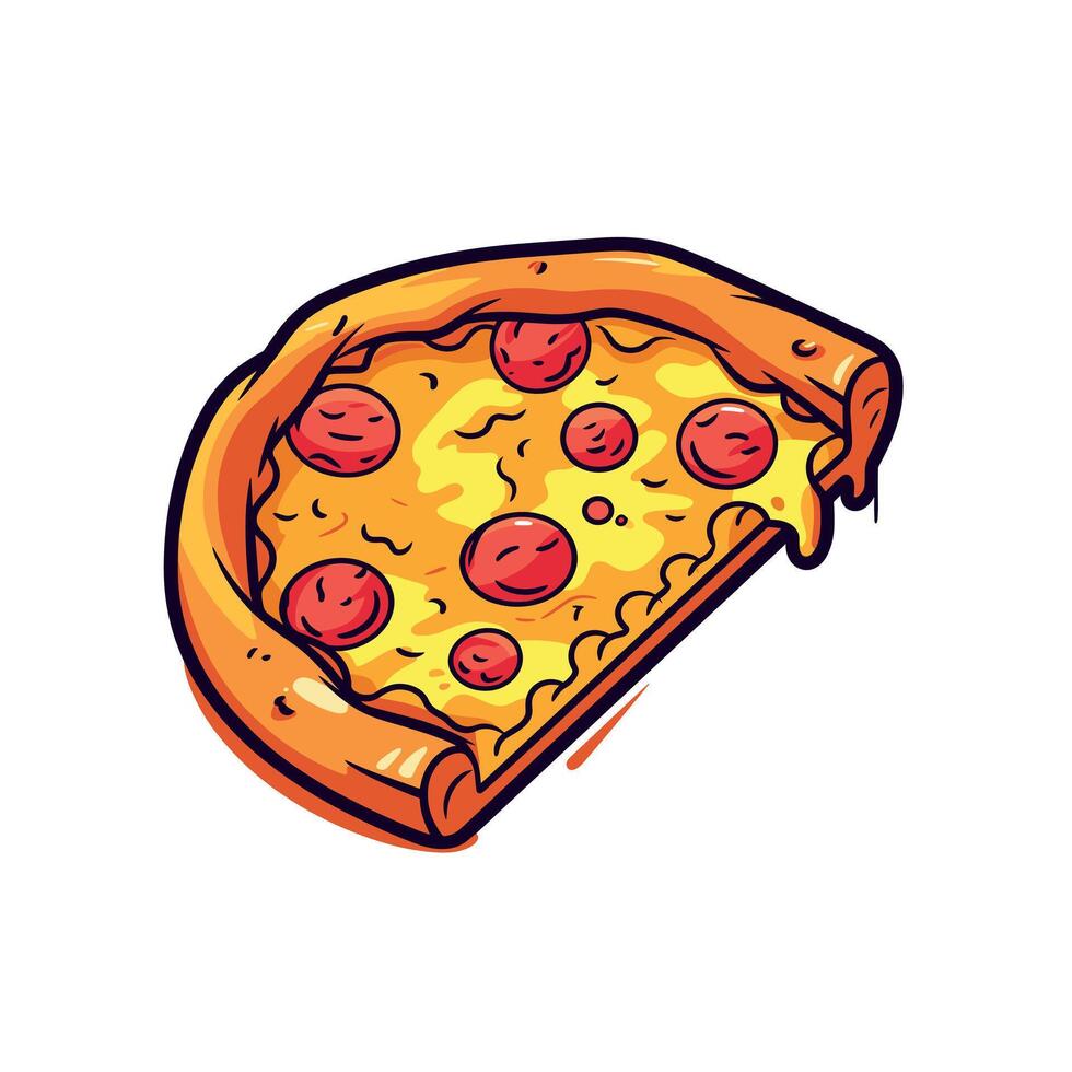 Slice of pepperoni pizza ready to enjoy vector