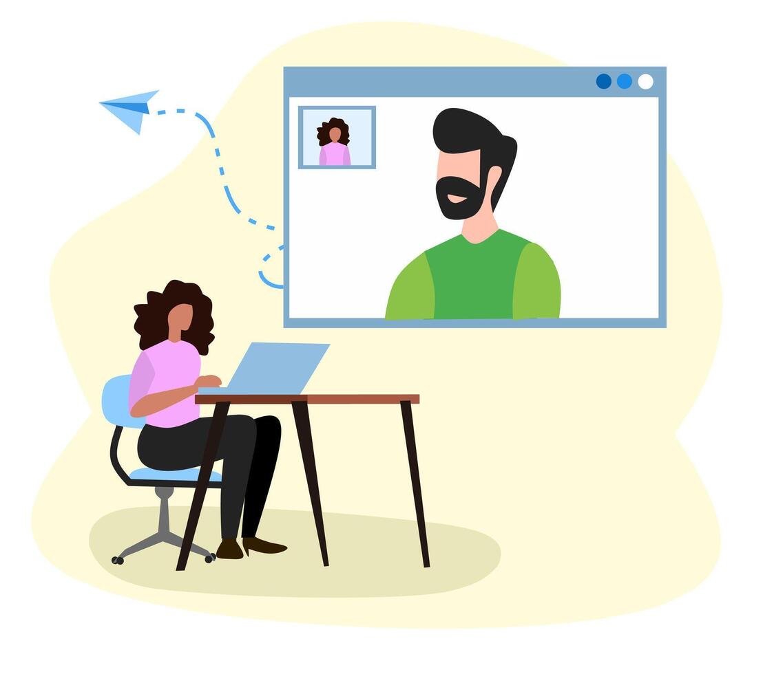 Teleconference discussion online course vector