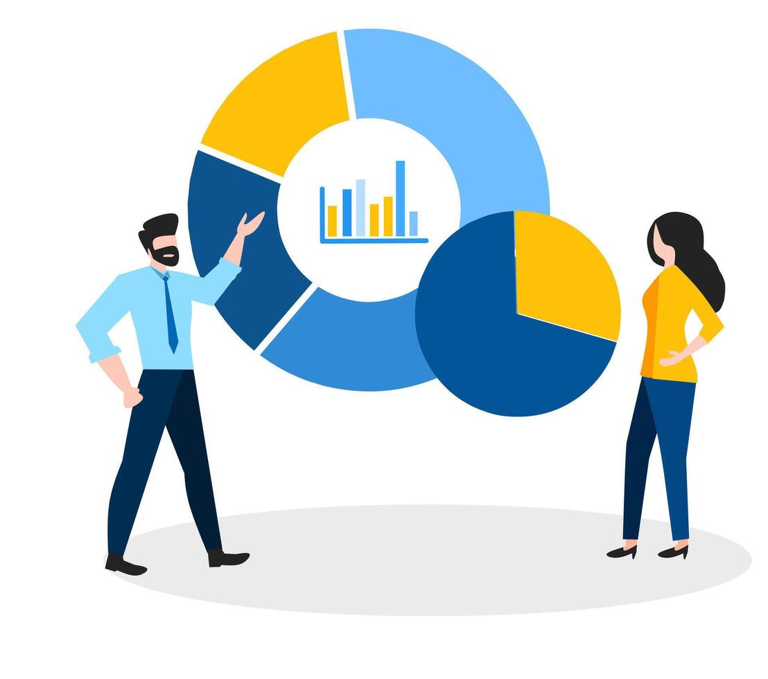 Business people with chart vector