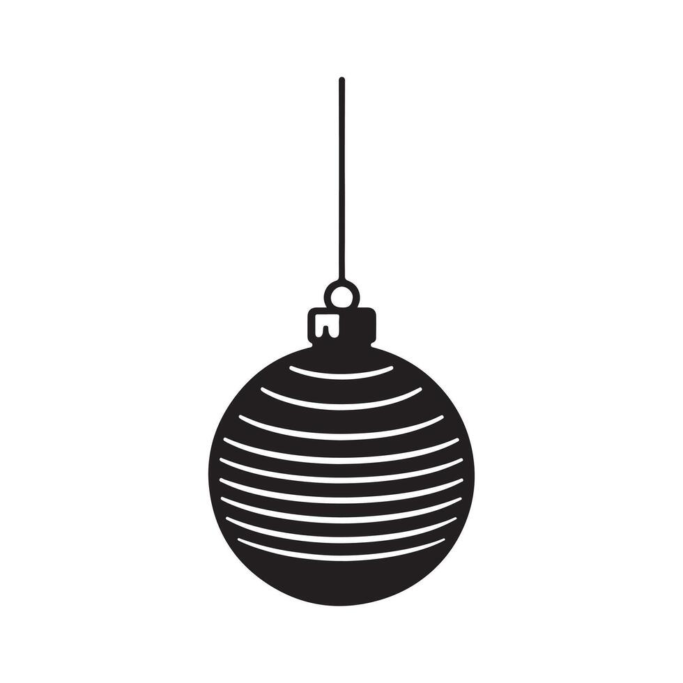 Christmas Ornament Ball Silhouette on White Background. vector