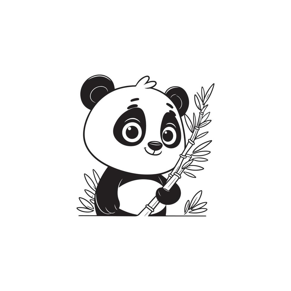 Panda Icon - Adorable Line Art for Nursery Design. vector