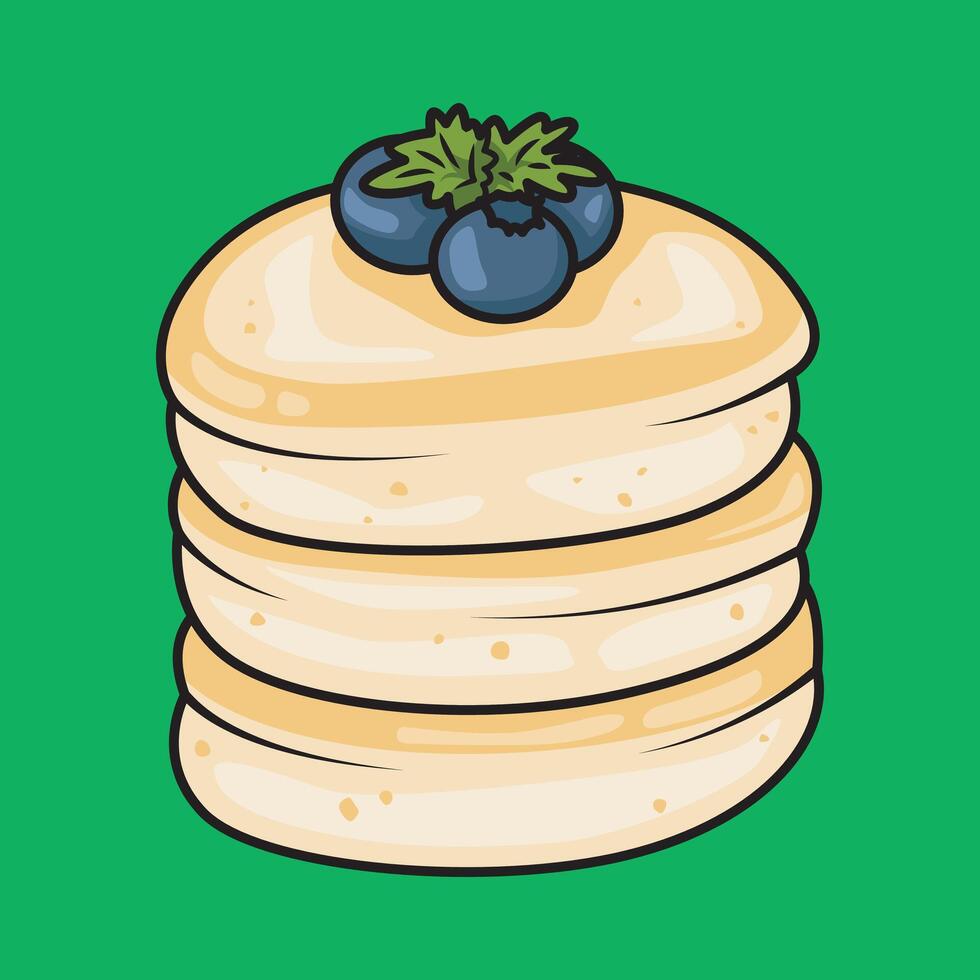 delicious pancakes with blueberries on top vector