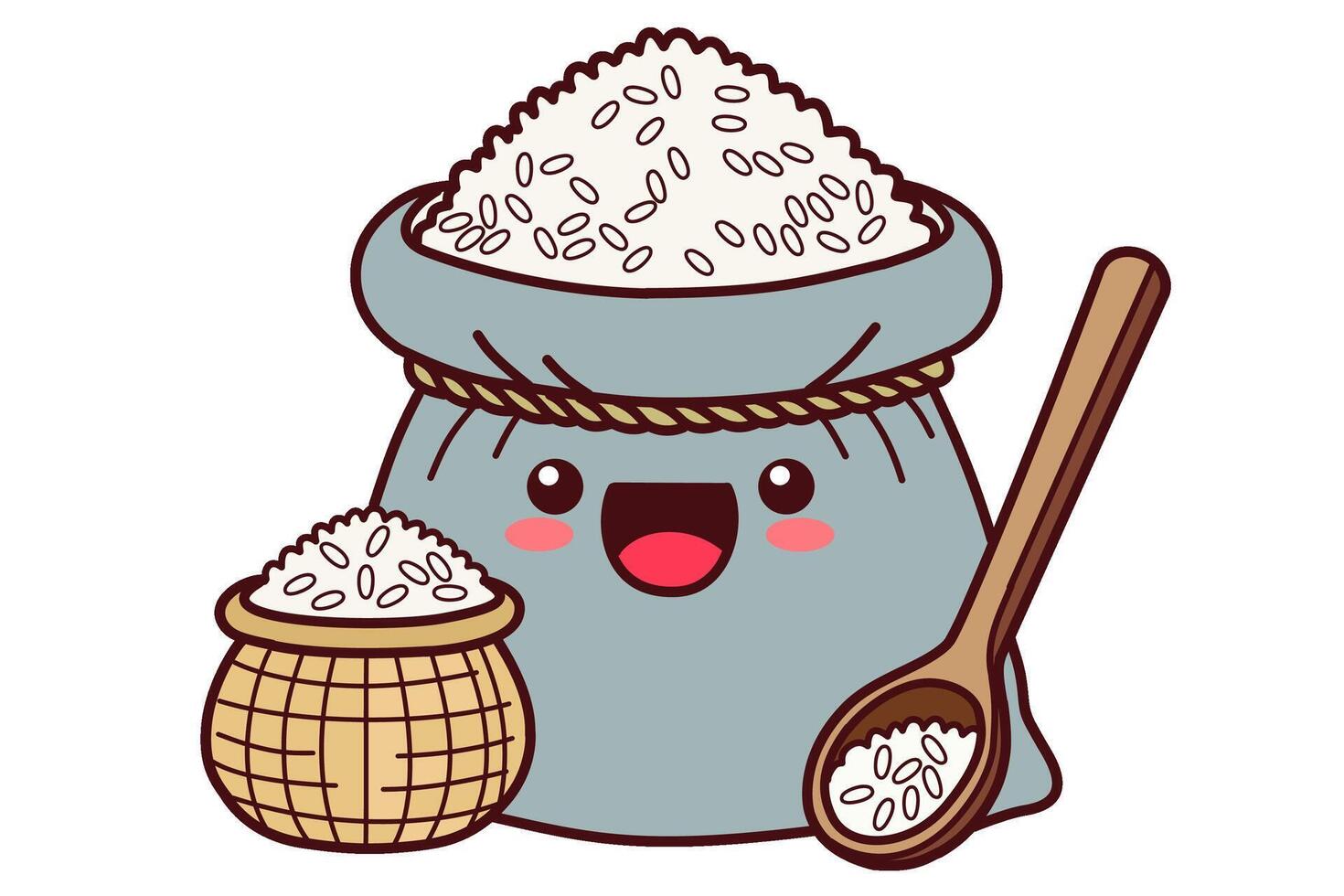 Bag of rice. illustration in cartoon style. vector