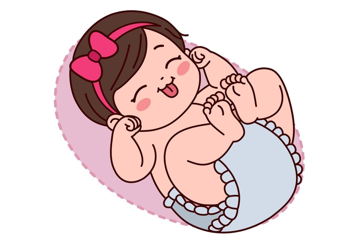 A cute baby is wearing a diaper. illustration in cartoon style. vector