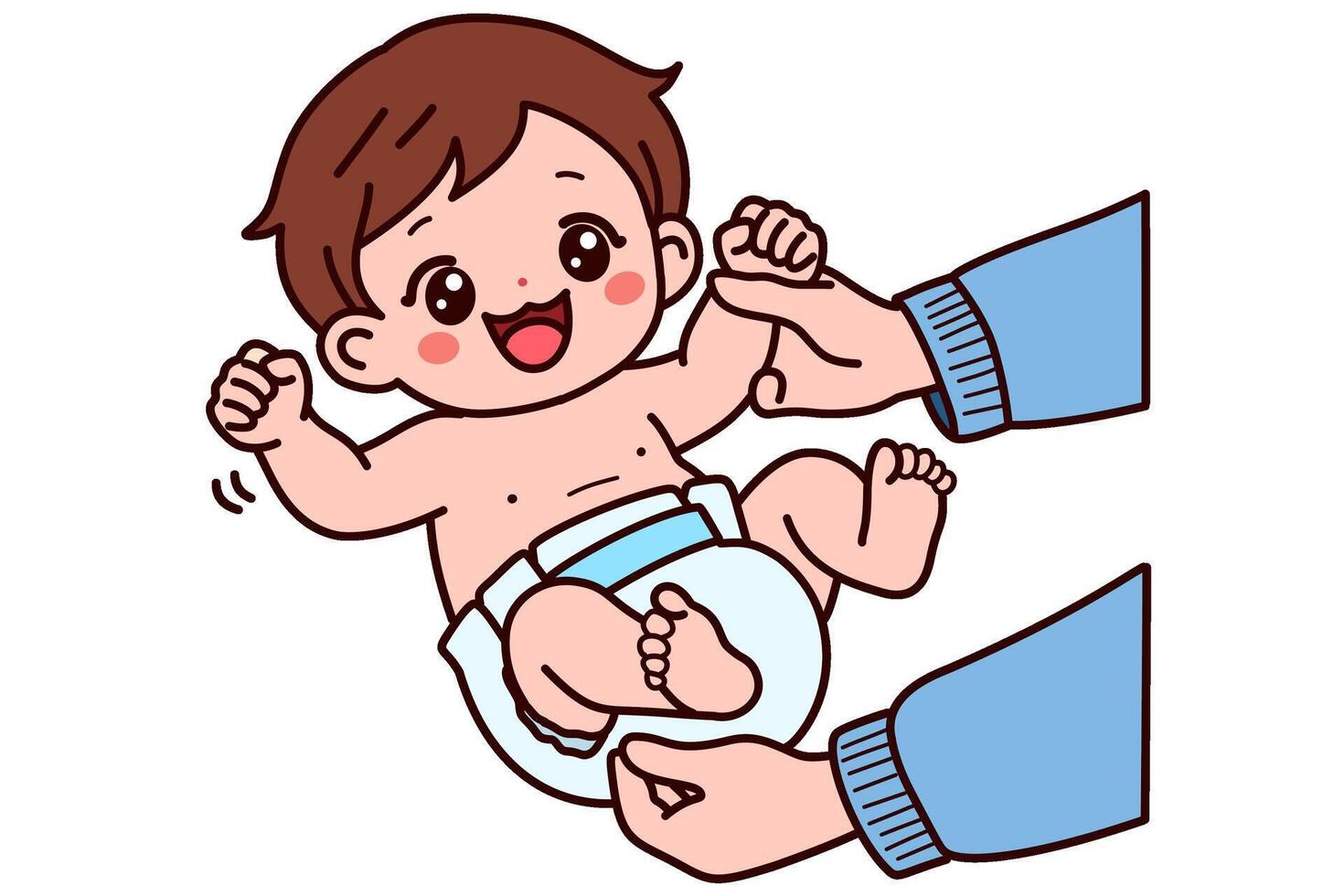 A cute baby is wearing a diaper. illustration in cartoon style. vector