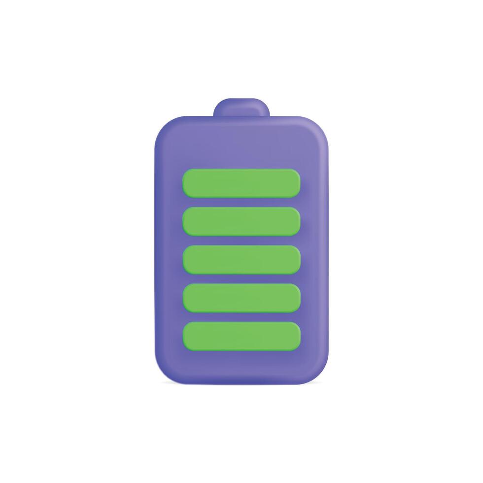 3d icon of a battery, A colorful battery icon in green and purple vector