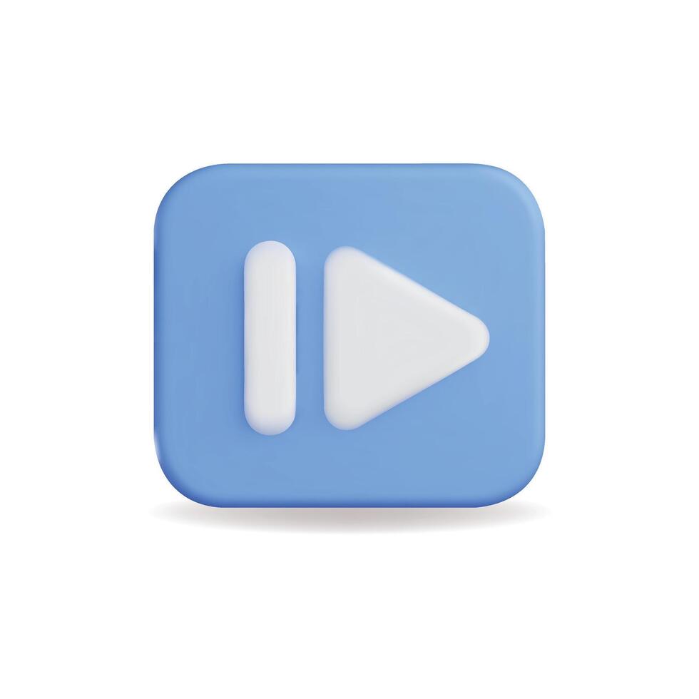 3d icon of a blue play button with modern design for media applications vector