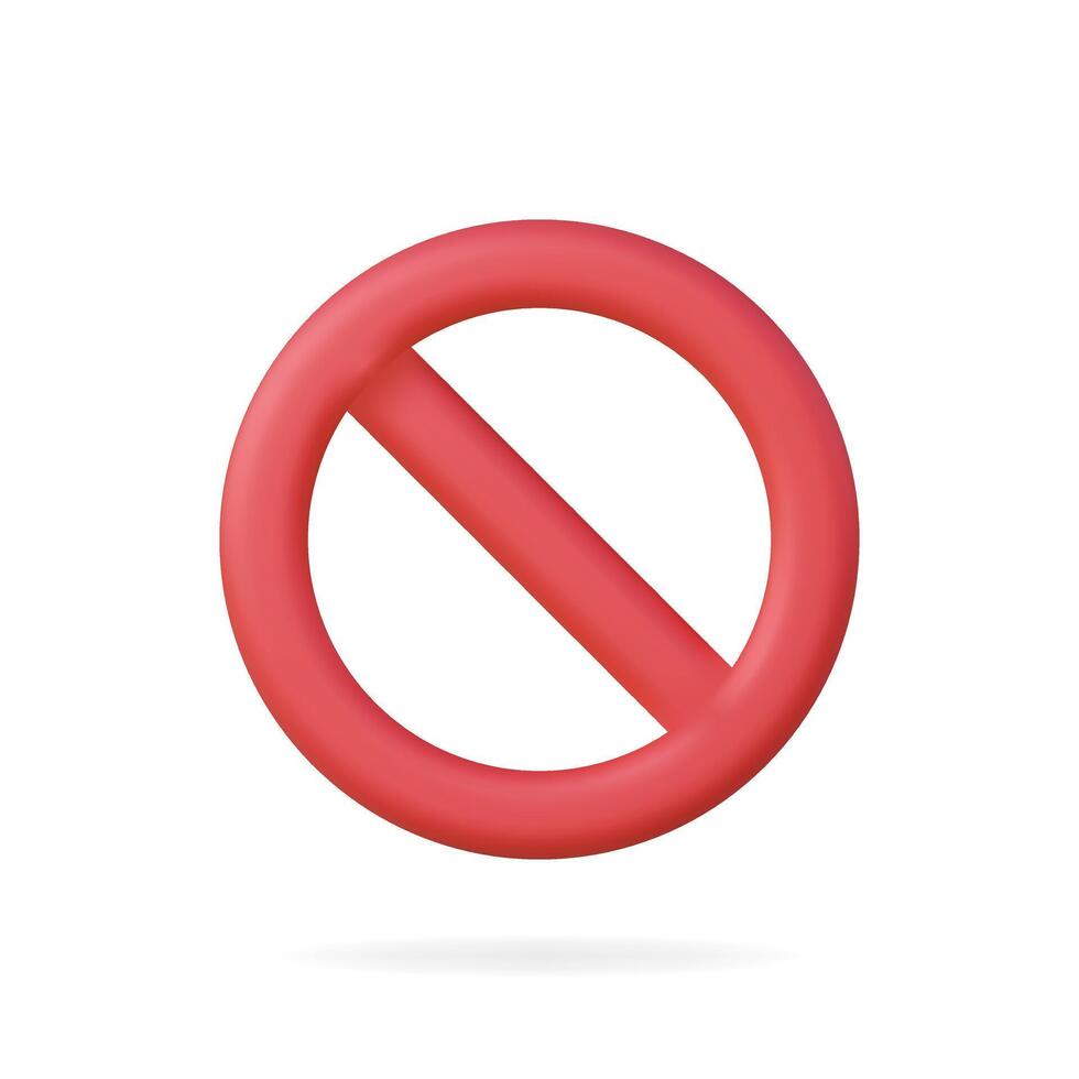 3d icon of a red prohibition symbol, representing restriction visually vector
