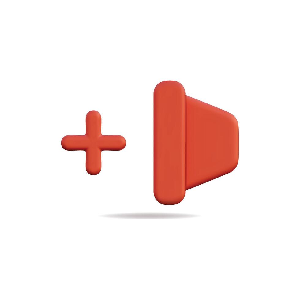 3d icon of a red plus button, symbolizing addition and growth vector