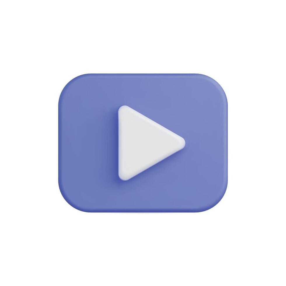 3d icon of a blue play button, symbolizing multimedia interaction vector