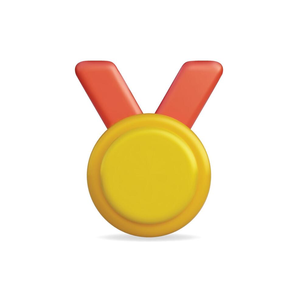 3d icon of a yellow and red medal symbolizing achievement and victory vector