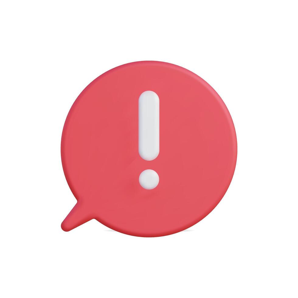 3d icon of a red exclamation mark in a speech bubble for alerts vector