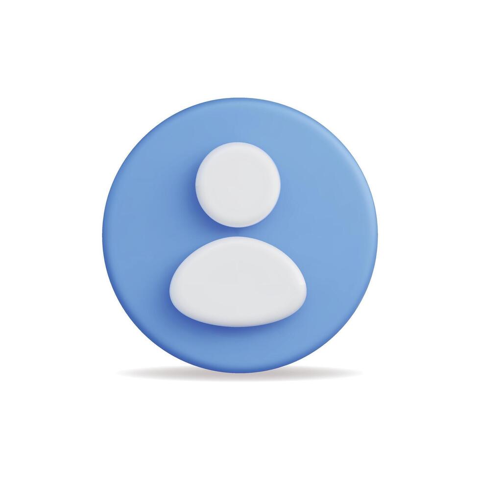 3d icon of a blue user profile silhouette, minimalist design vector