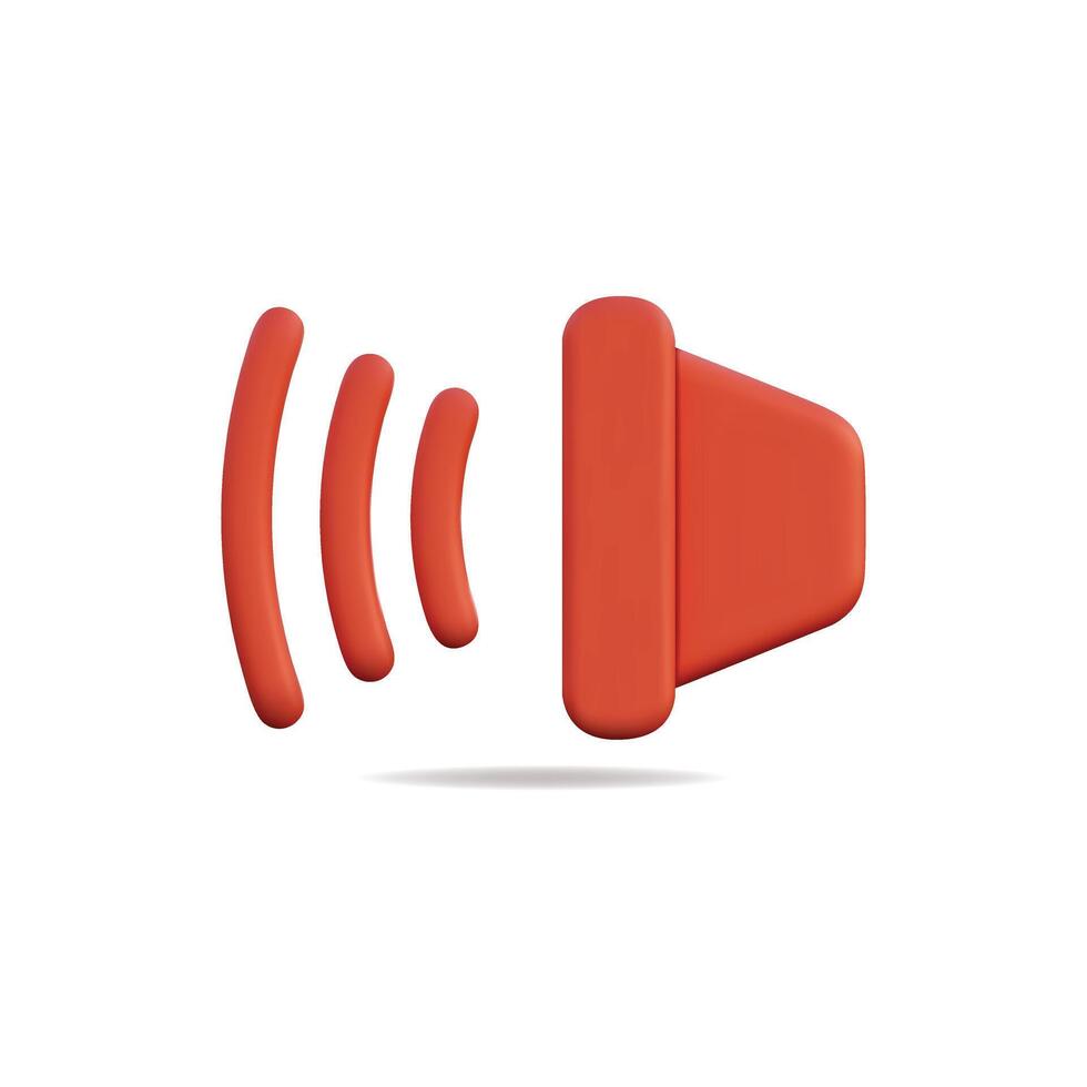 3d icon of a red sound wave symbol, representing audio and volume control vector