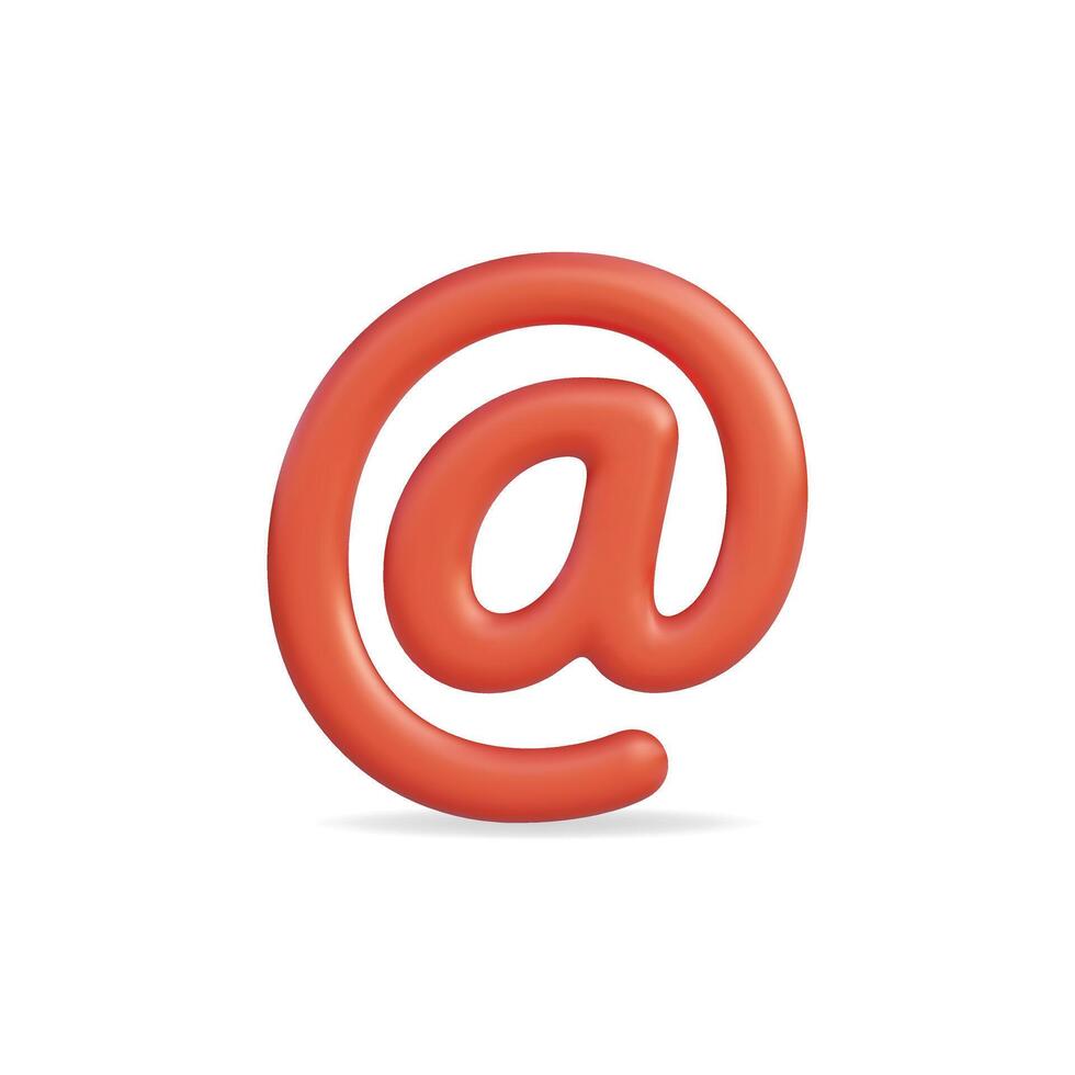 3d icon of a red at symbol representing digital communication vector
