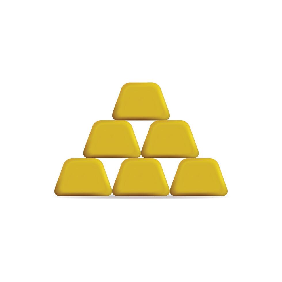 3d icon of a yellow pyramidal structure, modern and minimalist design vector