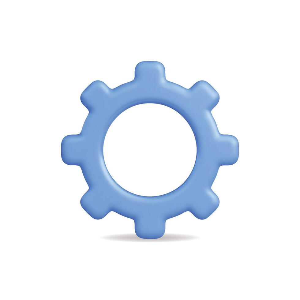 3d icon of a blue gear symbol, representing settings and adjustments vector
