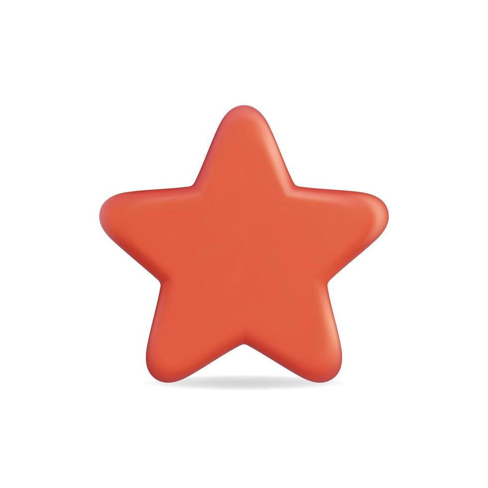 3d icon of a red star shape, modern and playful design vector