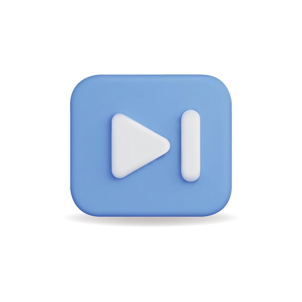 3d icon of a blue media control button with play and pause symbols vector