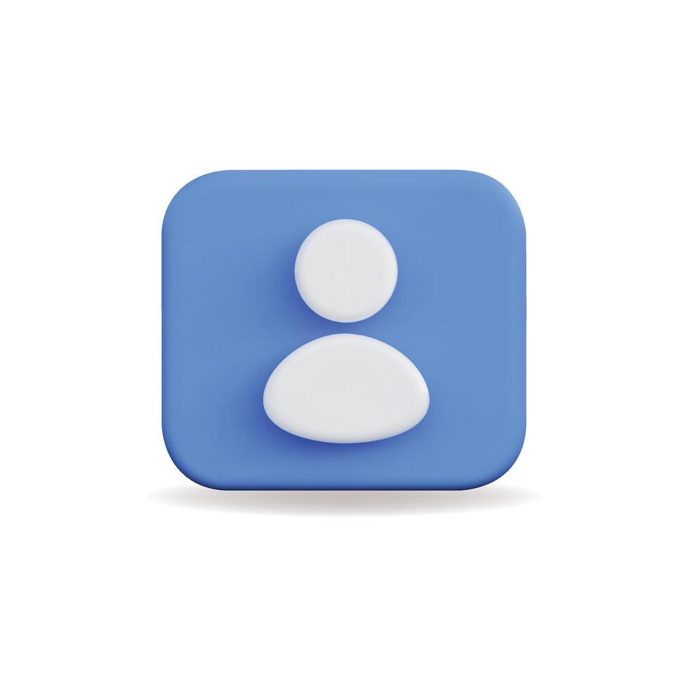3d icon of a user silhouette in blue representing digital identity vector