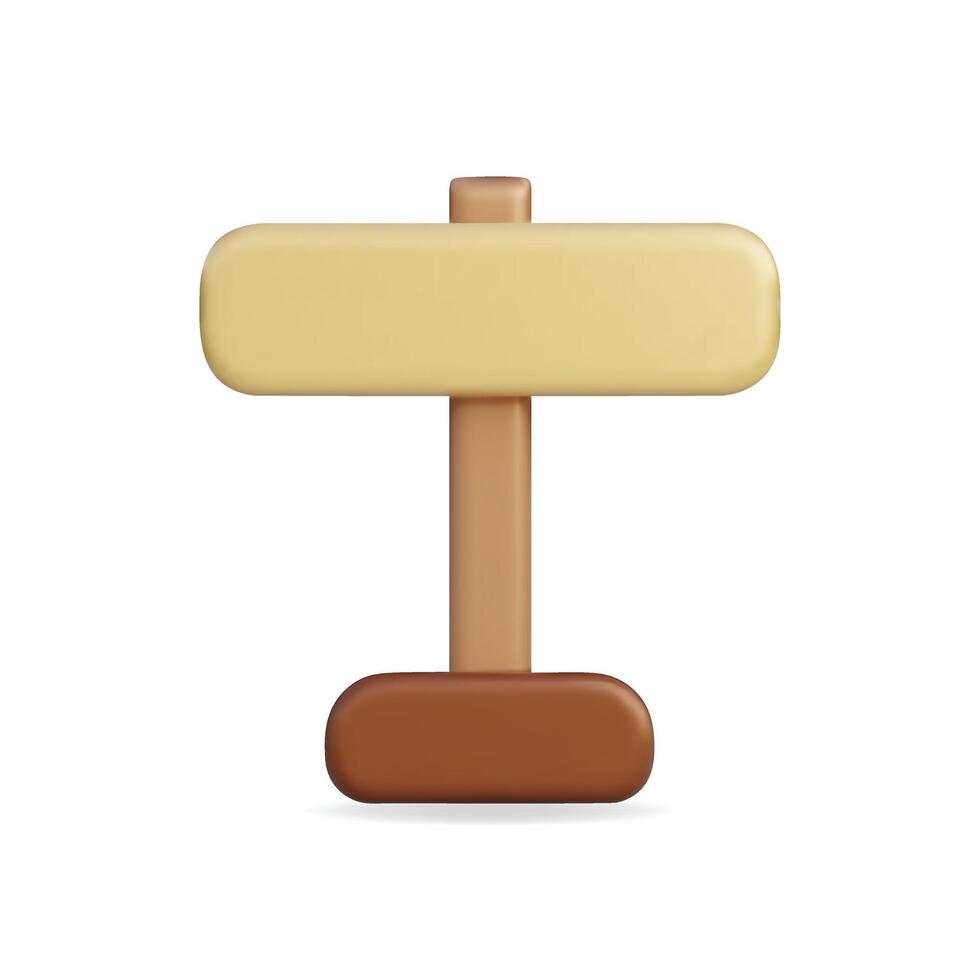 3d icon of a simple wooden sign in brown and beige tones vector