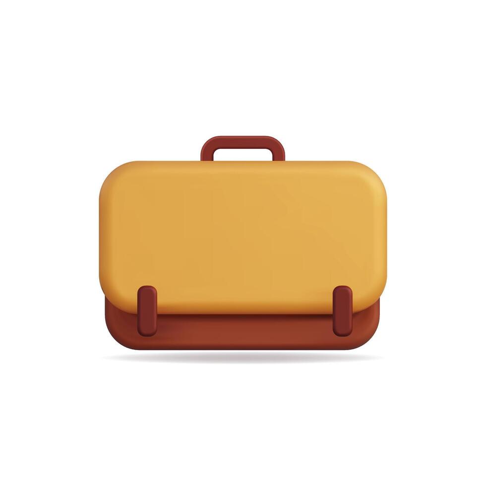 3d icon of a yellow suitcase with a brown handle and minimal details vector