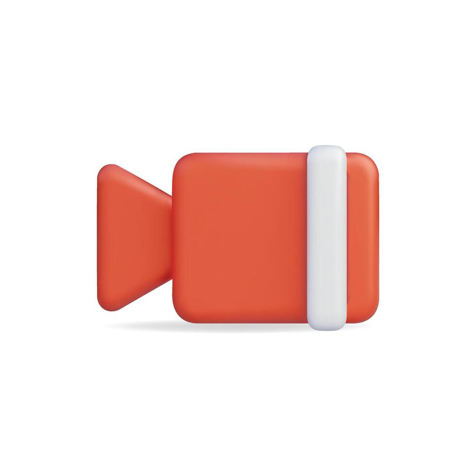 3d icon of a red camera, representing multimedia recording vector