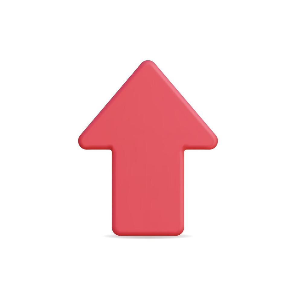 3d icon of a red arrow pointing upwards, representing direction and growth vector