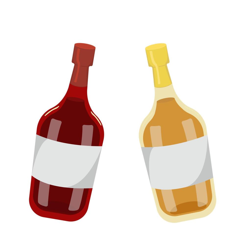 set of alcoholic beverage bottles. Brandy and whiskey logo on white background. vector