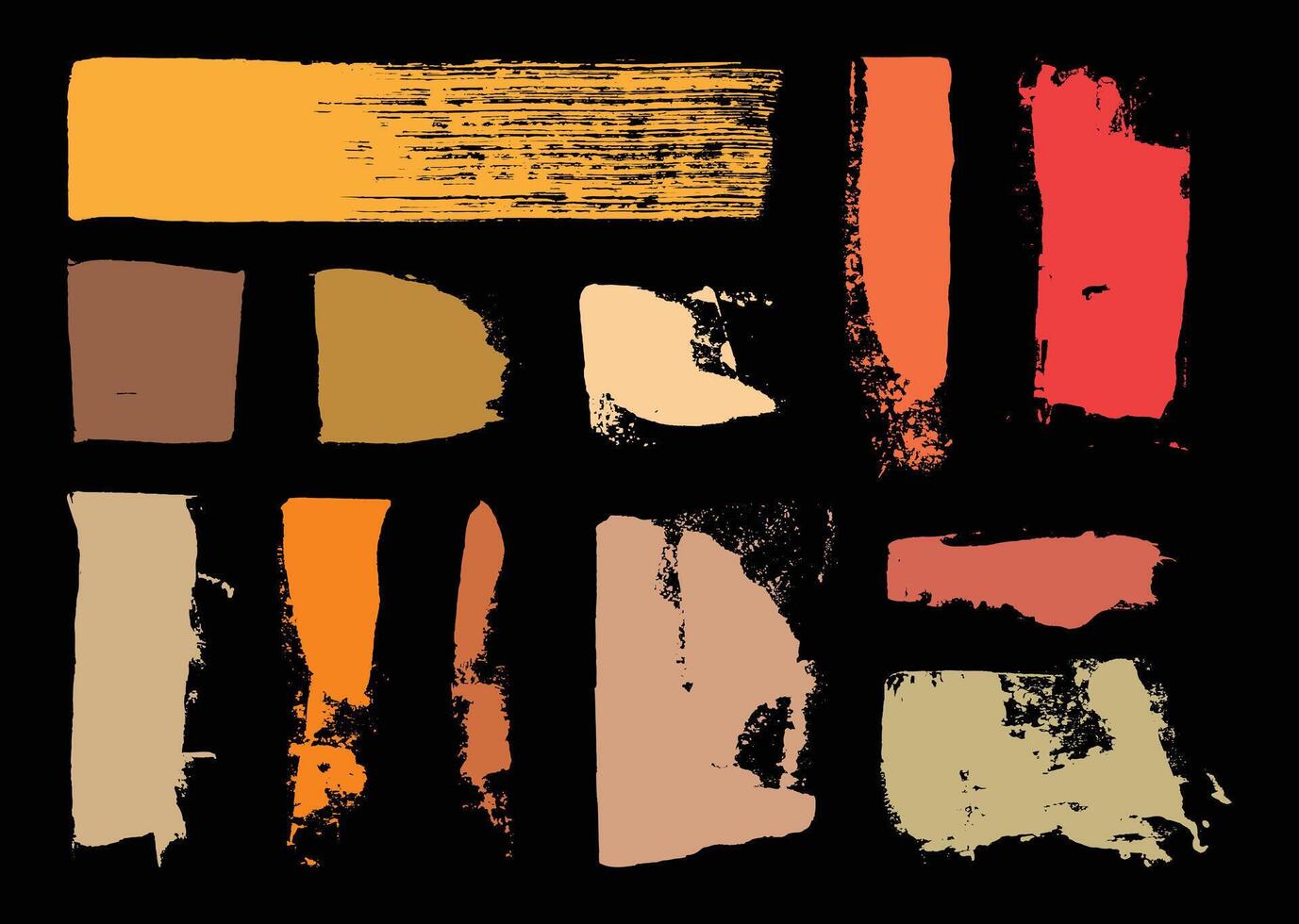 Abstract colorful paint texture element set. Grunge weathered painting graphic element. Dirty ink smudge template collection. vector