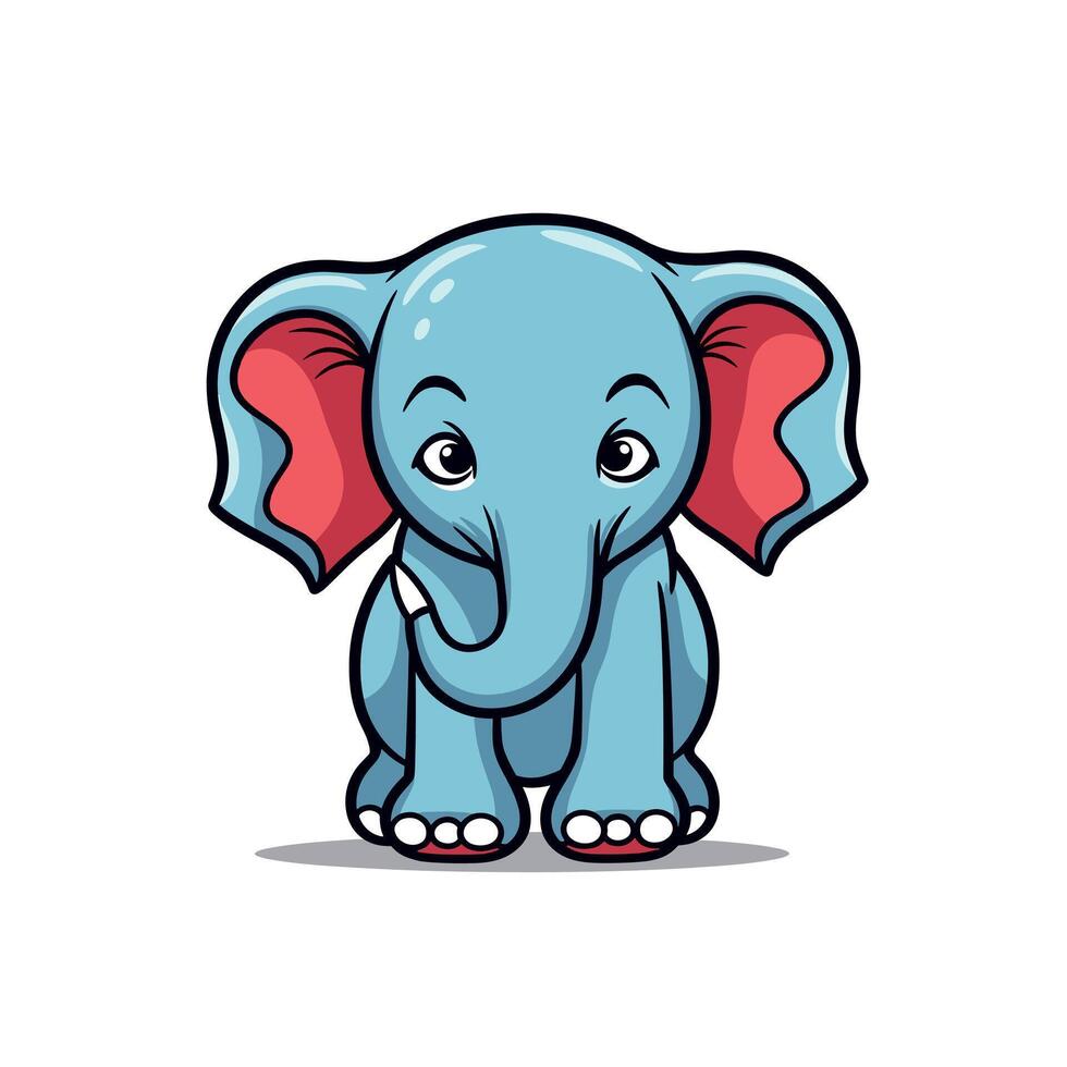 Cute cartoon elephant with big ears and a smile vector